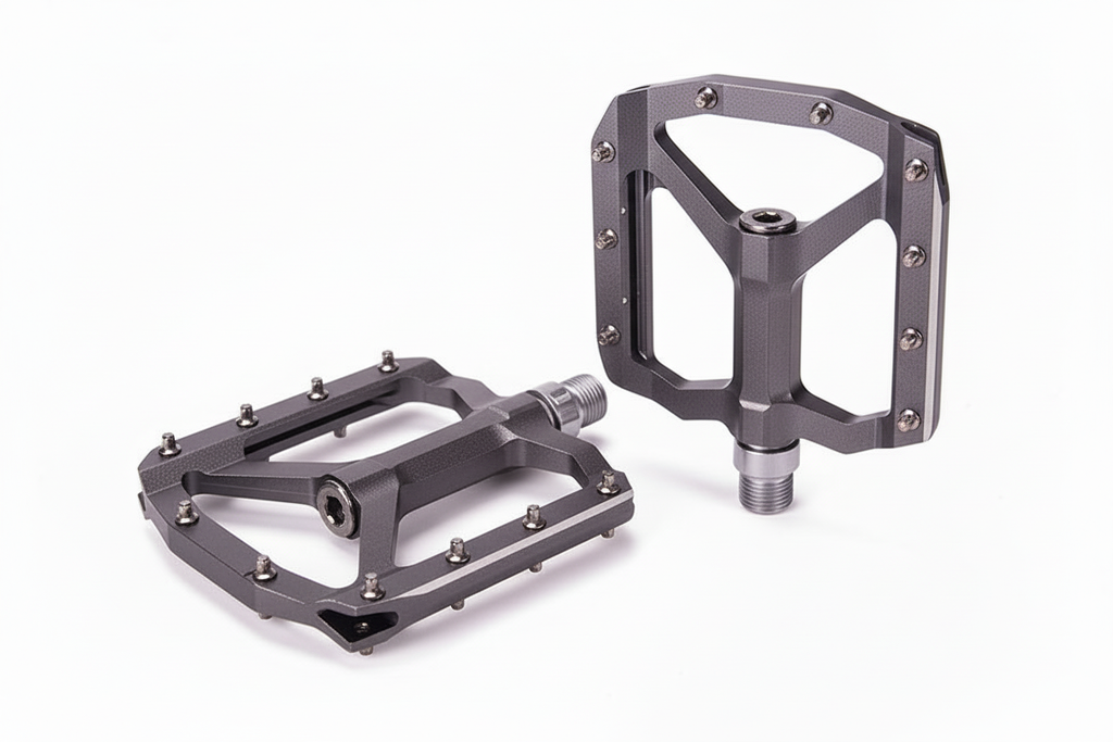 Gray Titanium Bike Pedals No Text