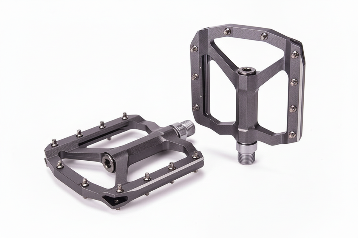 Gray Titanium Bike Pedals No Text