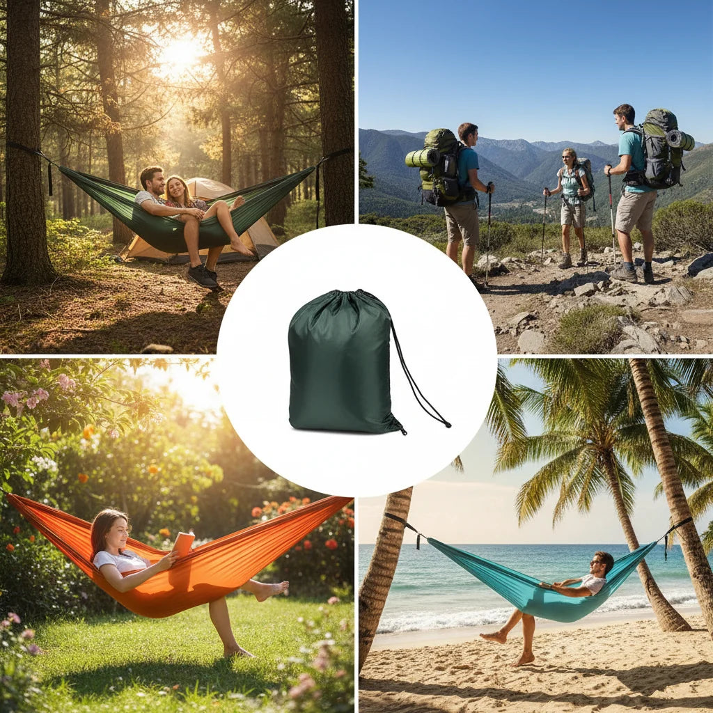 2 Person Camping Hammock – Lightweight Parachute Hammock with Straps & Carabiners