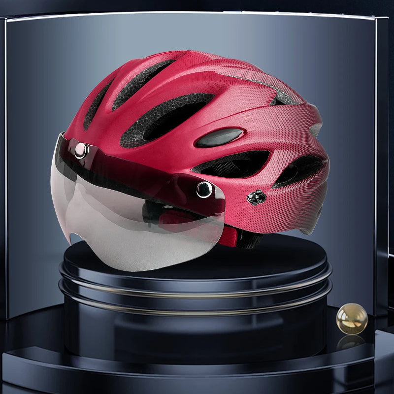 Road & Mountain Bike Helmet with Light – Lightweight Cycling Helmet with Magnetic Visor