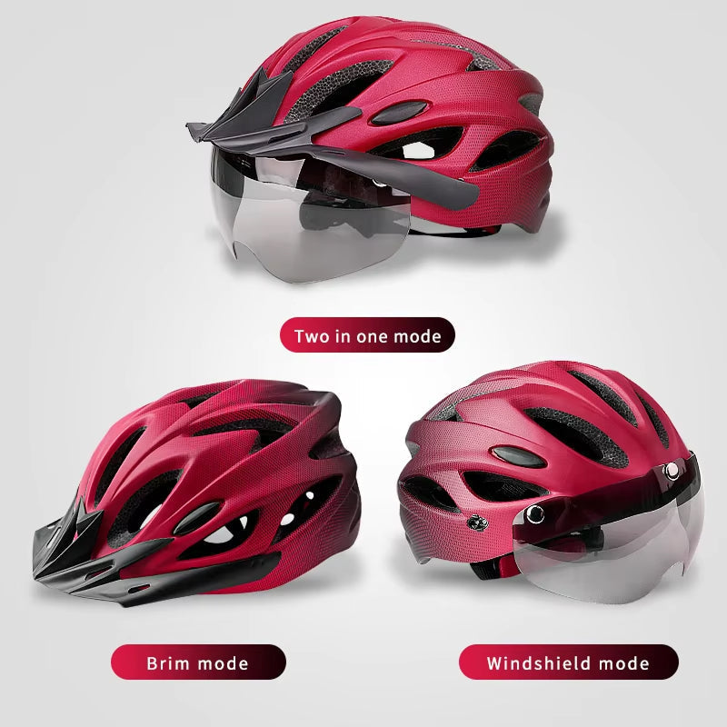 Road & Mountain Bike Helmet with Light – Lightweight Cycling Helmet with Magnetic Visor