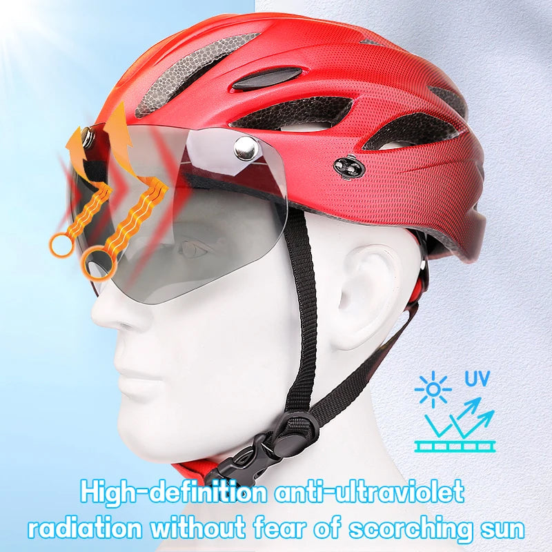 Road & Mountain Bike Helmet with Light – Lightweight Cycling Helmet with Magnetic Visor