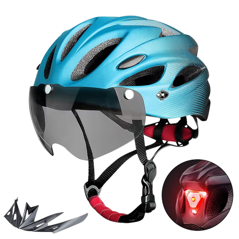 Road & Mountain Bike Helmet with Light – Lightweight Cycling Helmet with Magnetic Visor
