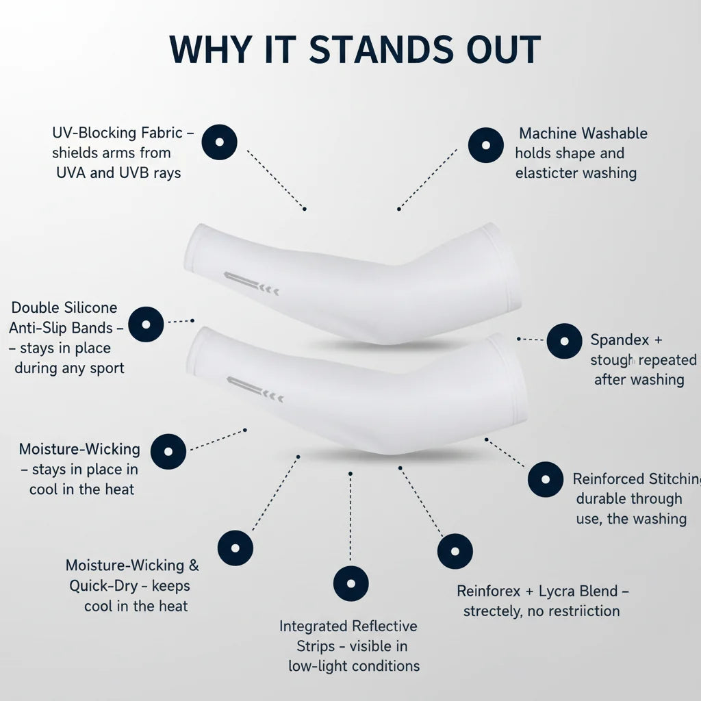 UV Protection Arm Sleeves – Cooling Compression Sun Sleeves for Cycling, Golf & Running