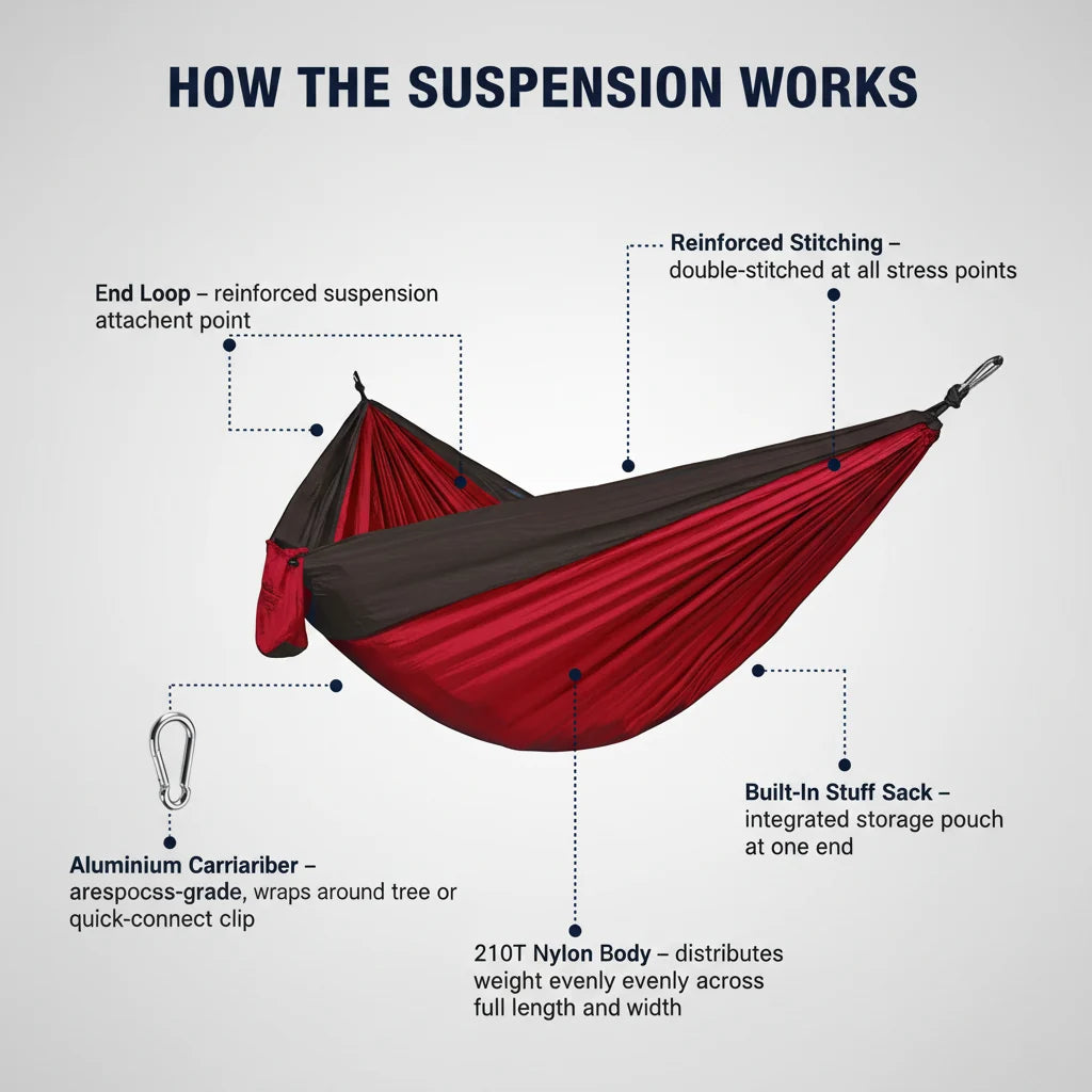 2 Person Camping Hammock – Lightweight Parachute Hammock with Straps & Carabiners