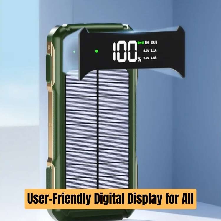 10000mAh Solar Power Bank – Waterproof Portable Charger with LED Torch, Compass & Carabiner
