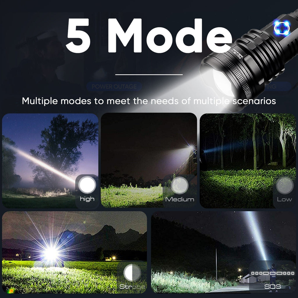 Rechargeable Torch – XHP70.2 Tactical Zoom LED Flashlight