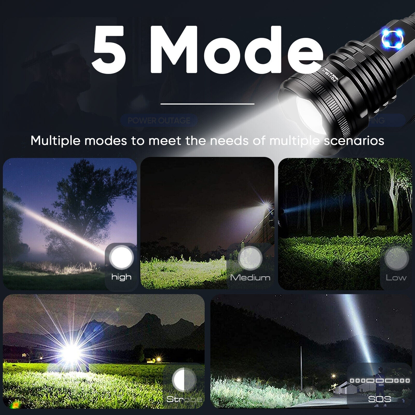 Rechargeable Torch – XHP70.2 Tactical Zoom LED Flashlight