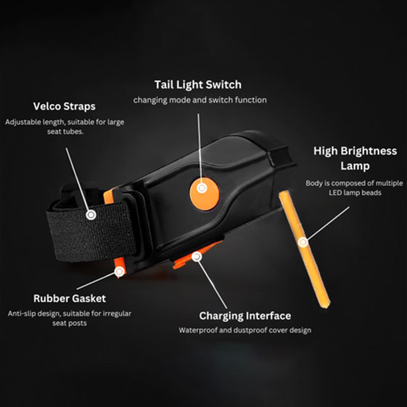 LED Bike Tail Light – Rechargeable Bicycle Rear Light, 6 Colours