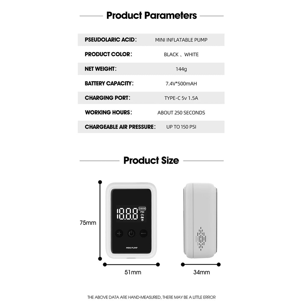 Electric Bike Pump – Digital Portable Mini Pump with Pressure Display