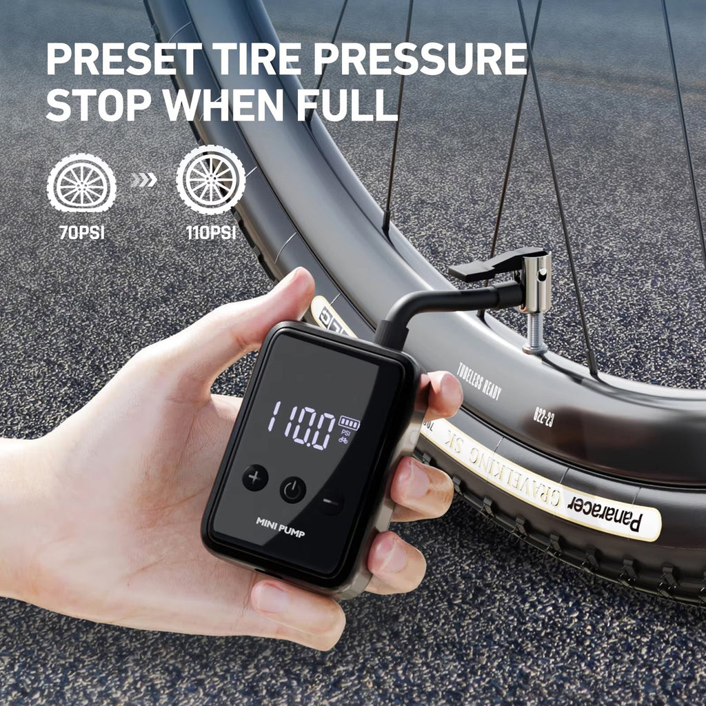 Electric Bike Pump – Digital Portable Mini Pump with Pressure Display