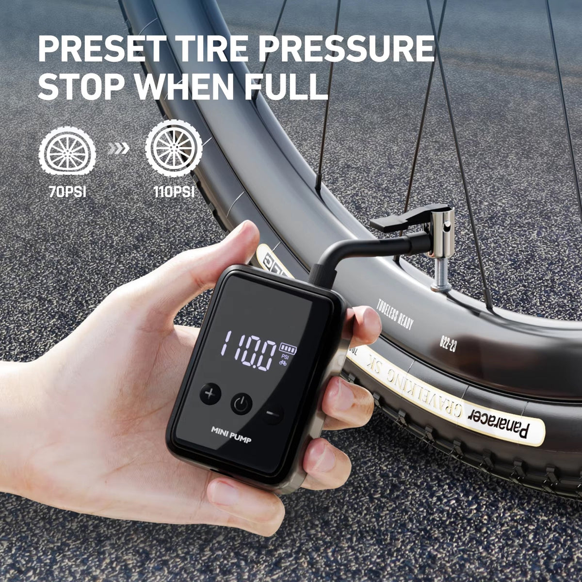 Electric Bike Pump – Digital Portable Mini Pump with Pressure Display