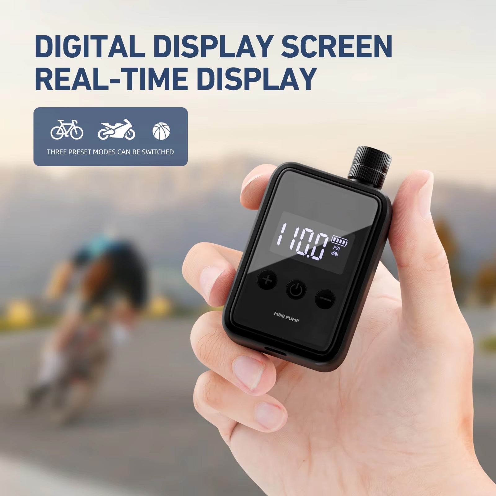 Electric Bike Pump – Digital Portable Mini Pump with Pressure Display